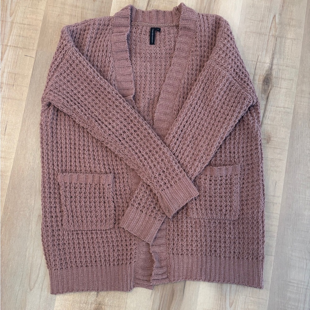 Moon & Madison Mauve Textured Open Front Cardigan Size Medium